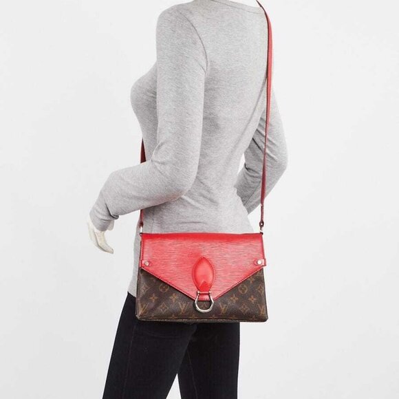 Louis Vuitton Coquelicot Epi Leather and Monogram Canvas Saint Michel Bag - Picture 3 of 10